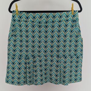 Chevron Patterned Skirt - Blue and Yellow